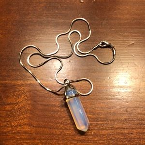 Silver necklace with clear crystal